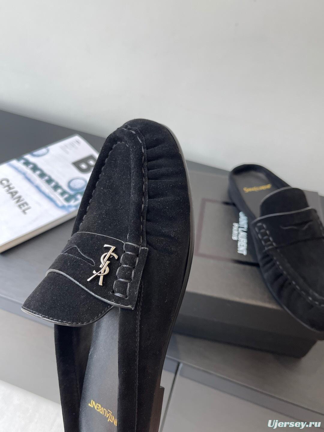 Saint Laurent Classic Loafer Mule Flat Shoes - KFY00320