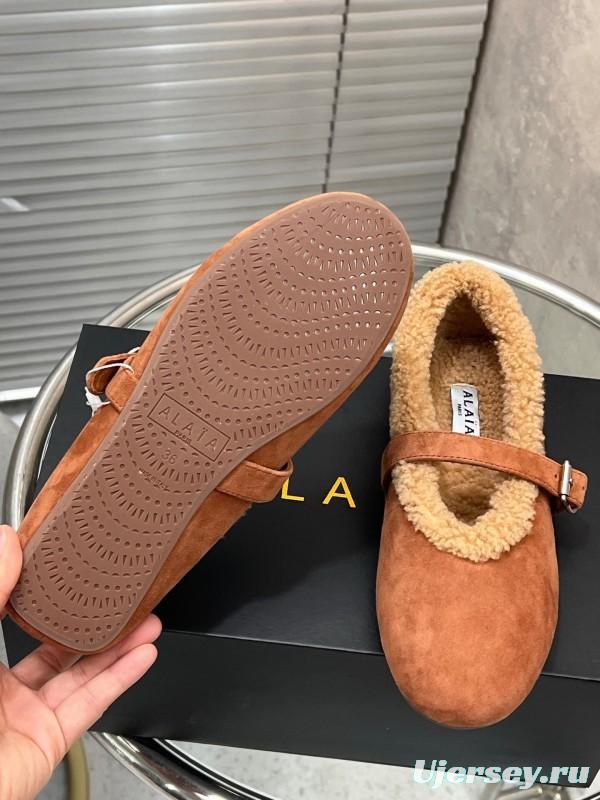 Alaia Fall/Winter 2025 Wool Mary Jane Ballet Flats - KFY00310