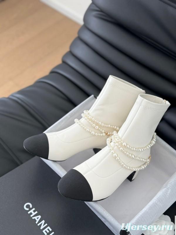 Chanel 2025/SS Haute Couture Pearl Collection Mary Jane Ankle Boots - LY00360