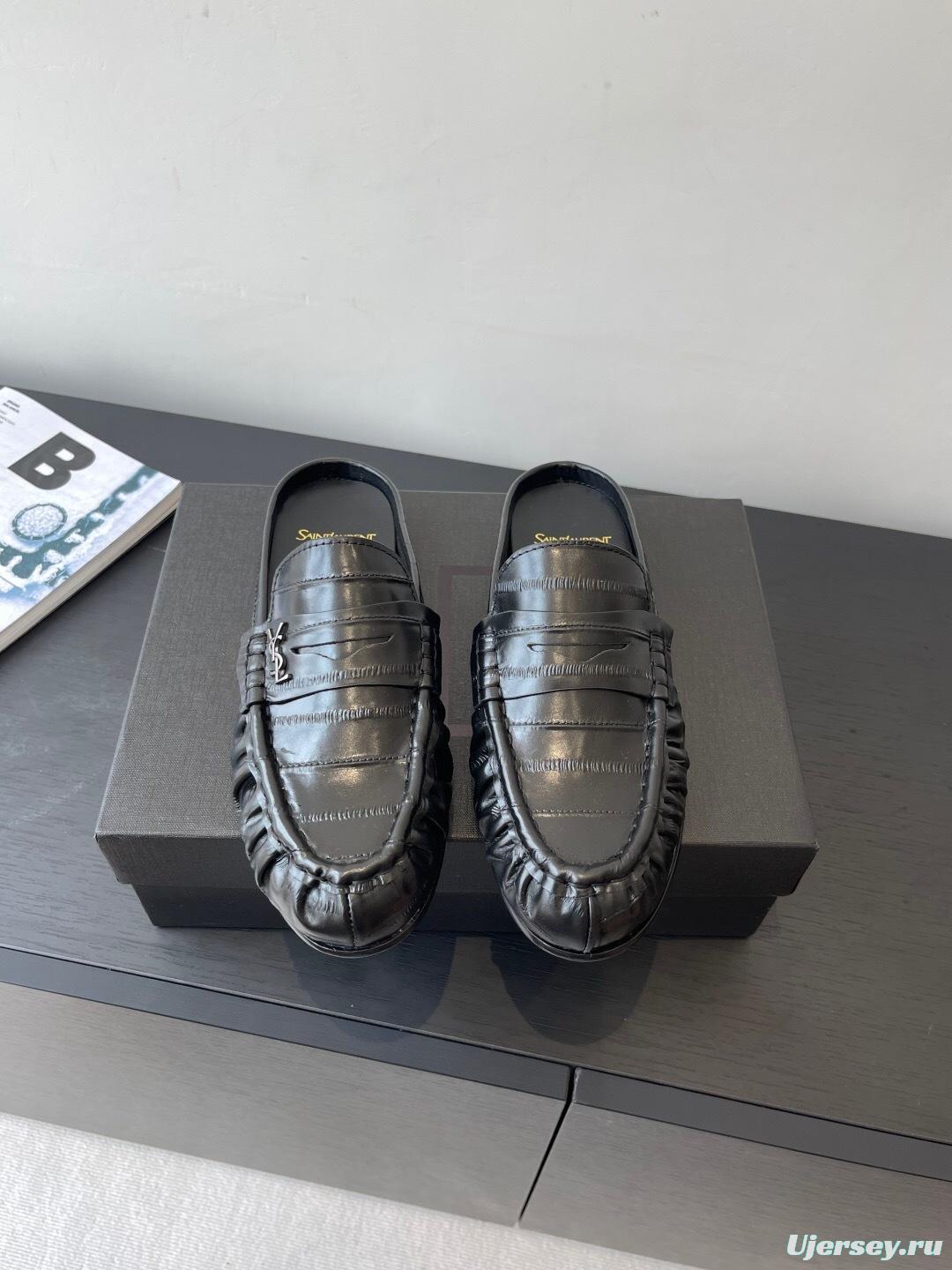 Saint Laurent Classic Loafer Half-Drag Mule Shoes - KF Y00350