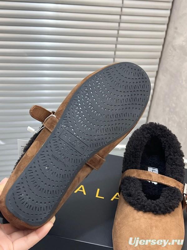 Alaia Fall/Winter 2025 Wool Mary Jane Ballet Flats - KFY00310