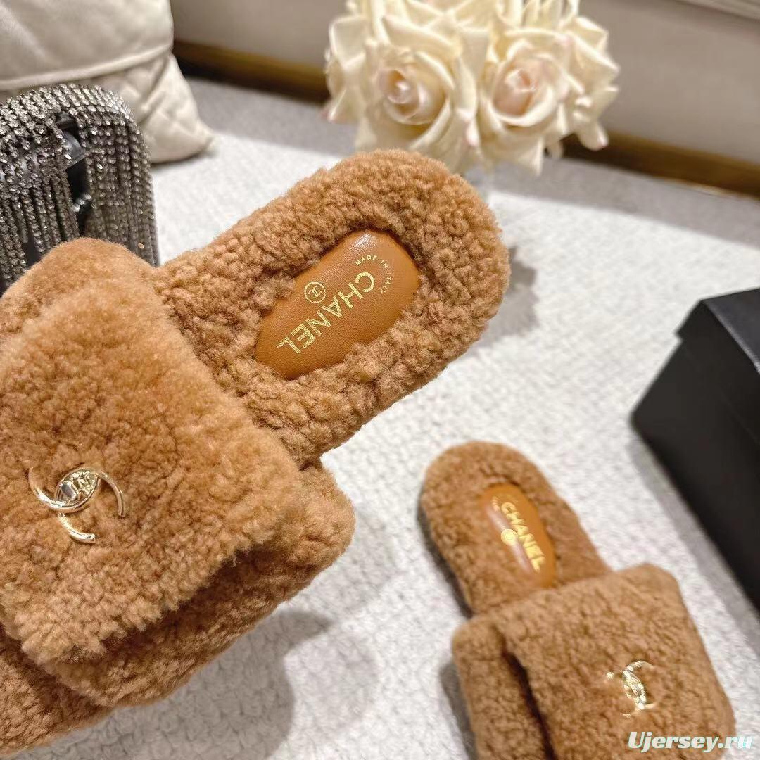 Chanel 2025/SS Slingback Lock Buckle Butterfly Fur Slippers - LY00250