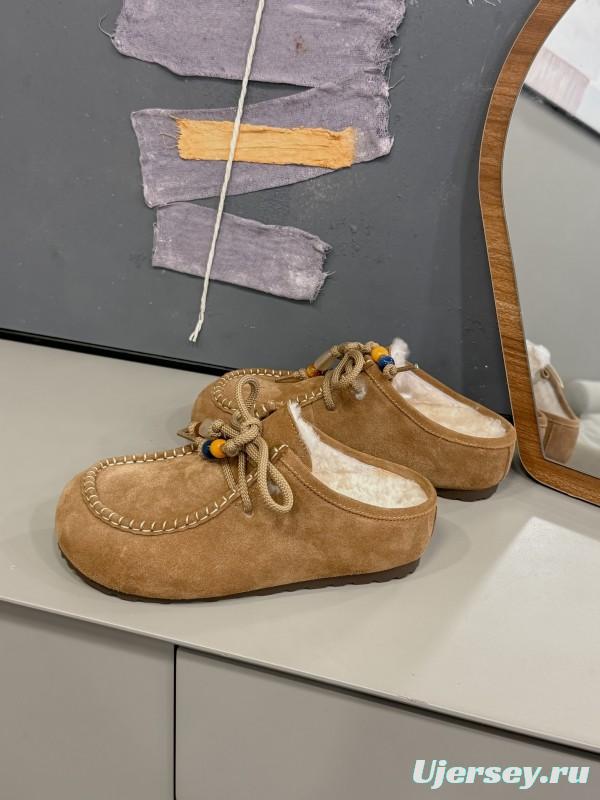 UGG 2025 Spring/Summer Collection Cozy Wool Slippers with Retro Buckle - KFY00240