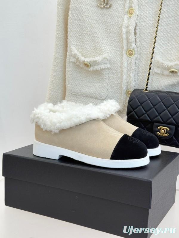 Chanel 2025/SS Double C Color-Block Shearling Snow Boots - KFY00270
