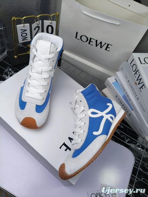LOEWE High-Top German Training Sneakers Retro Fashion Casual White Shoes - LY00330