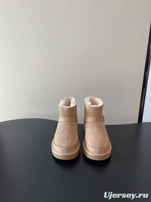 UGG 4512 Latest Buckle Flat Sole Premium Wool Anti-Slip Snow Boots - AS00290