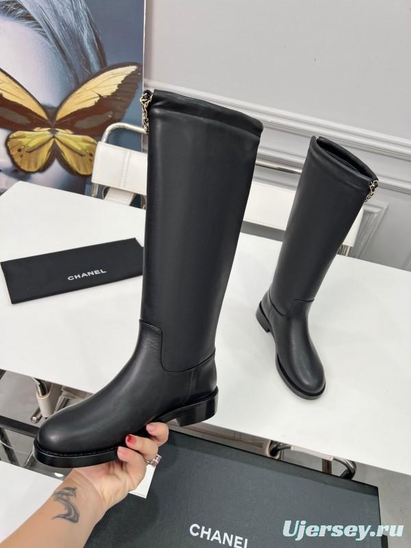 Chanel 2025 SS Quilted Leather Chain CC Four-Leaf Clover Flat Ankle Boots - LY00510