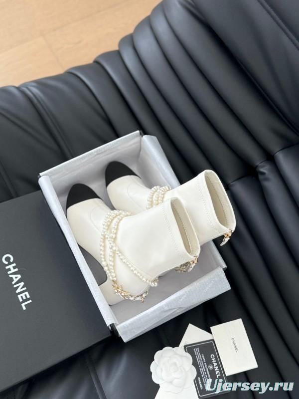 Chanel 2025/SS Haute Couture Pearl Collection Mary Jane Ankle Boots - LY00360