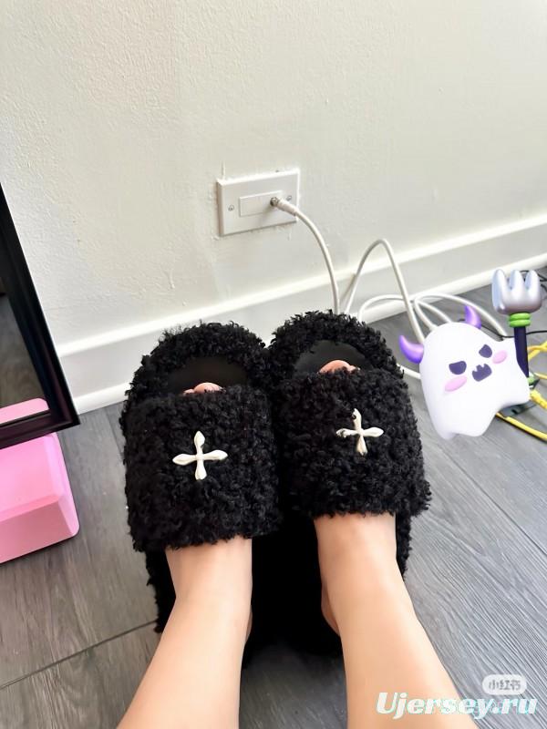 SMFK 2025/SS Fur Mule Sandals Latest Popular Cross Pattern - KFY00230