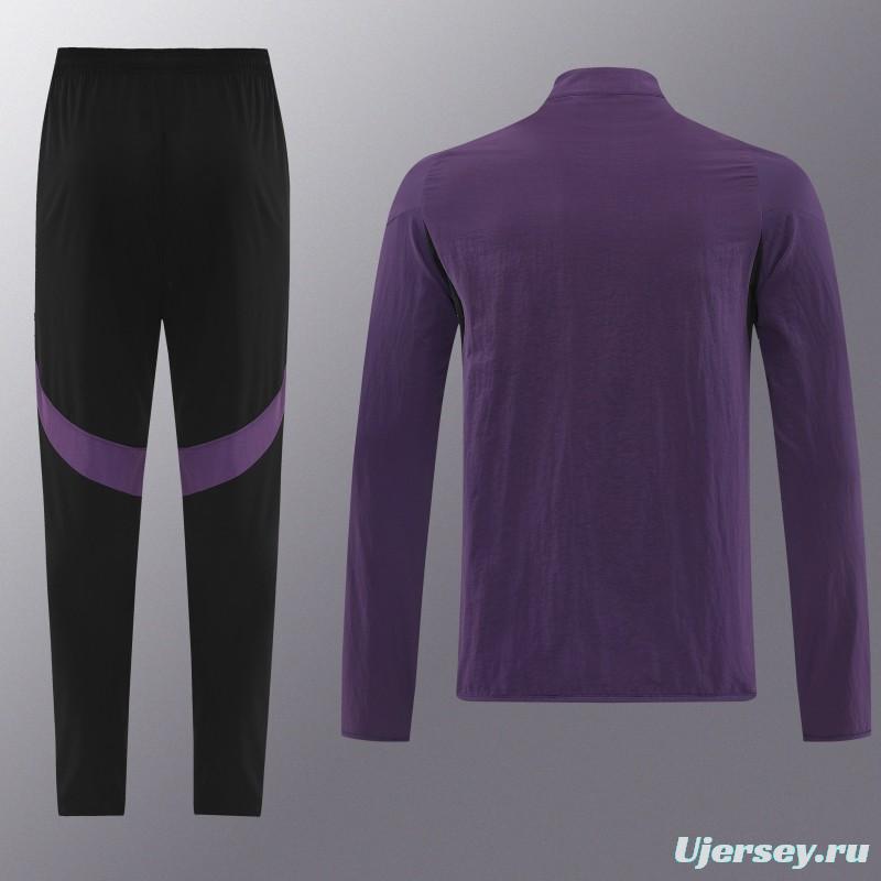 25/26 Manchester United Purple S-2XL Half Zipper Jacket+Long Pants