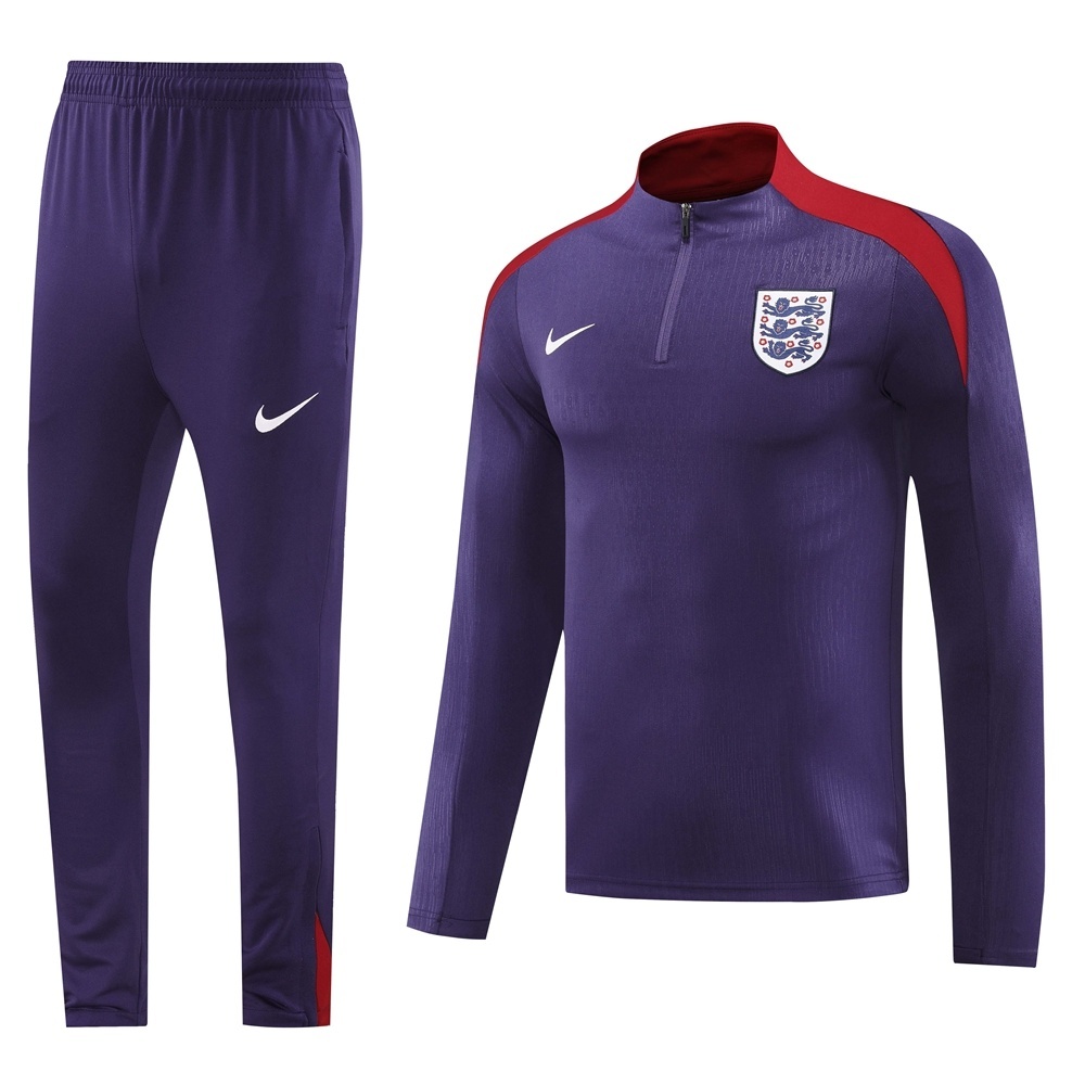 2025 England Purple Half Zipper Jacket+Long Pants