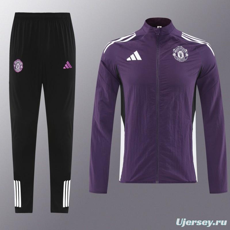 25/26 Manchester United Purple S-2XL Half Zipper Jacket+Long Pants