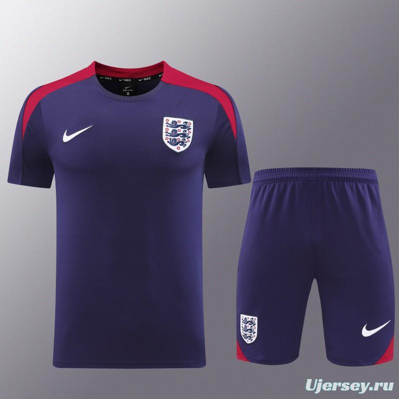 2025 England Purple Short Sleeve+Soccer Shorts