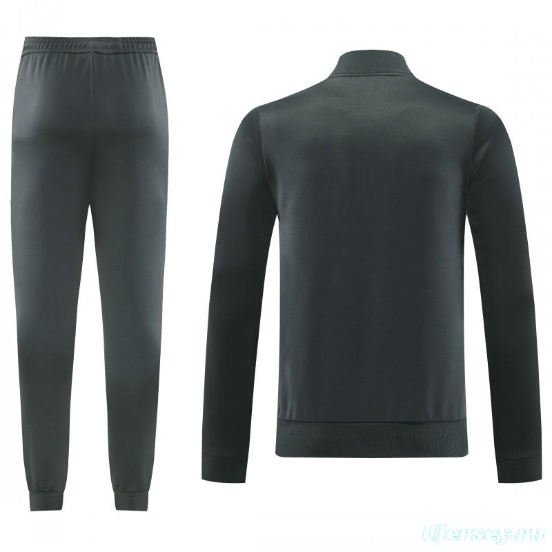 25/26 Manchester United 08 Dark Gray Half Zipper Jacket+Long Pants S-2XL