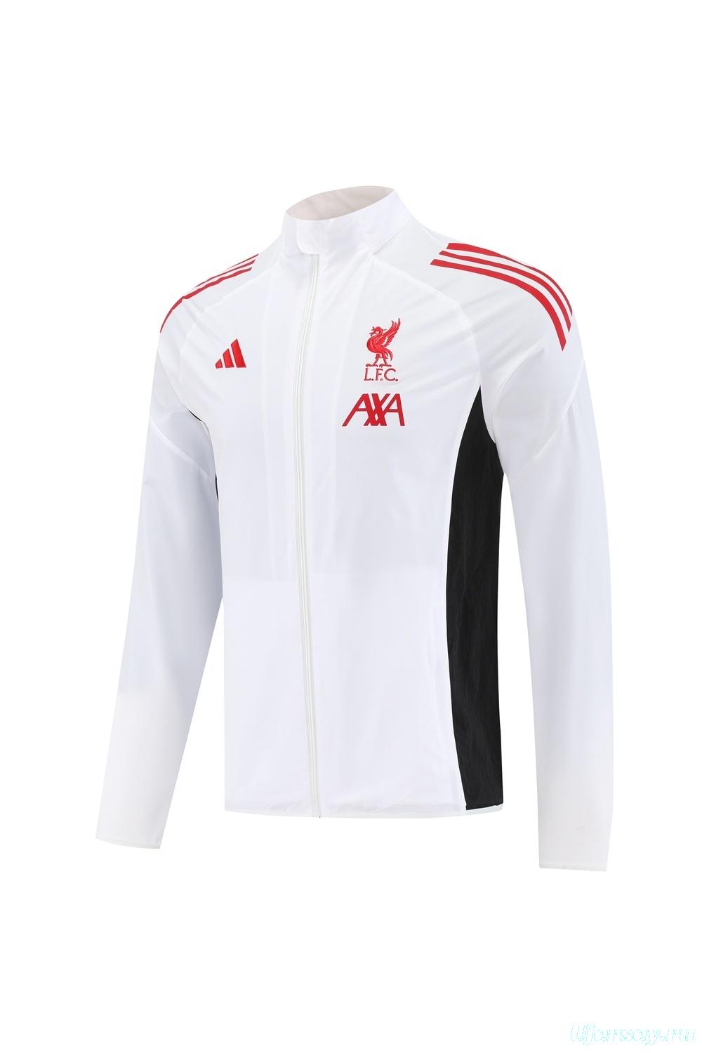 25/26 Liverpool White S-2XL Half Zipper Jacket+Long Pants