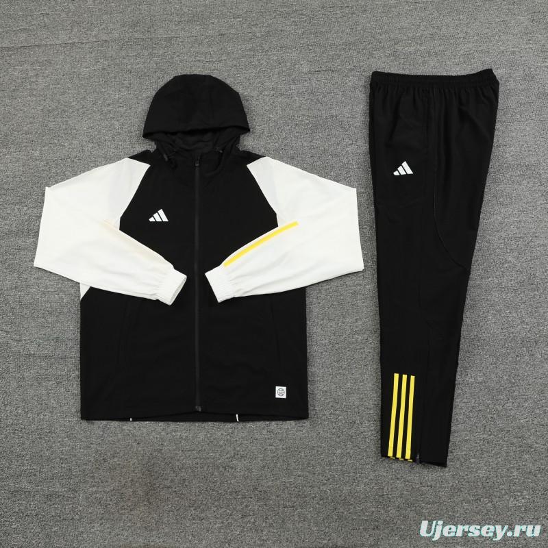 2025 Adidas Black White Half Zipper Jacket+Long Pants S-2XL