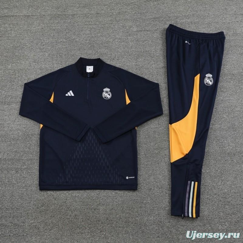 25/26 Real Madrid Royal Blue Half Zipper Jacket+Long Pants