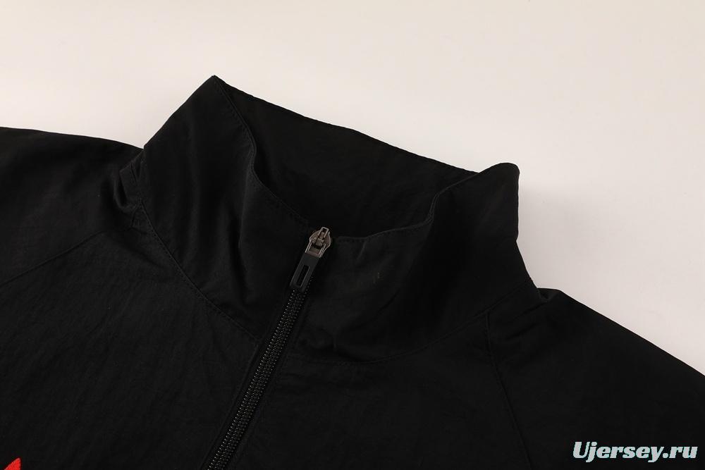 25/26 Manchester United Black Half Zipper Jacket+Long Pants S-3XL