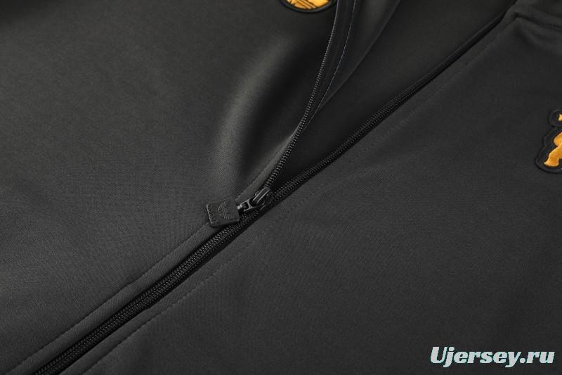 25/26 Manchester United 08 Dark Gray Half Zipper Jacket+Long Pants S-2XL