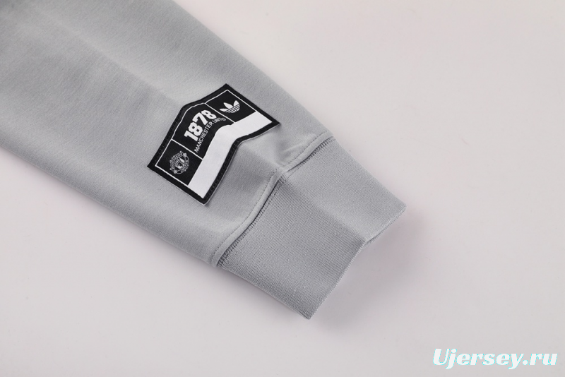 25/26 Manchester United Gray Half Zipper Jacket+Long Pants S-2XL