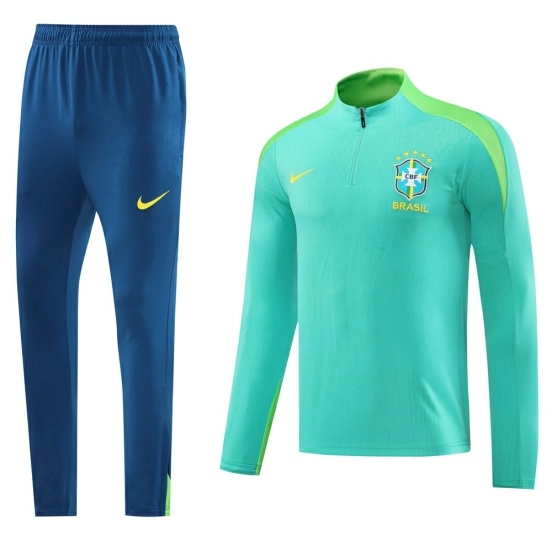 2025 Brazil Lake Green Half Zipper Jacket+Long Pants