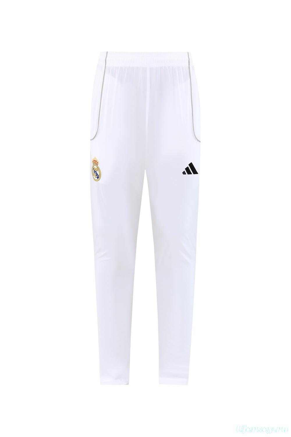 25/26 Real Madrid White Half Zipper Jacket+Long Pants S-3XL