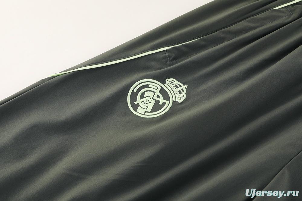 25/26 Real Madrid Light Green Half Zipper Jacket+Long Pants S-3XL