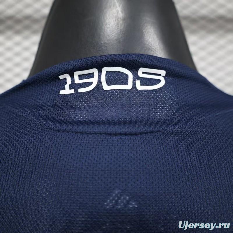 25/26 Player Version Boca Juniors Home Navy Blue with Yellow Chest Band Long Sleeve Jersey