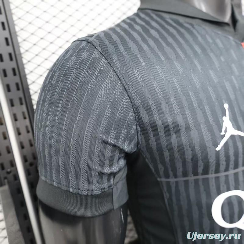 25/26 Player Version  Paris Saint-Germain Away Dark Grey with Vertical Stripe Pattern Jersey