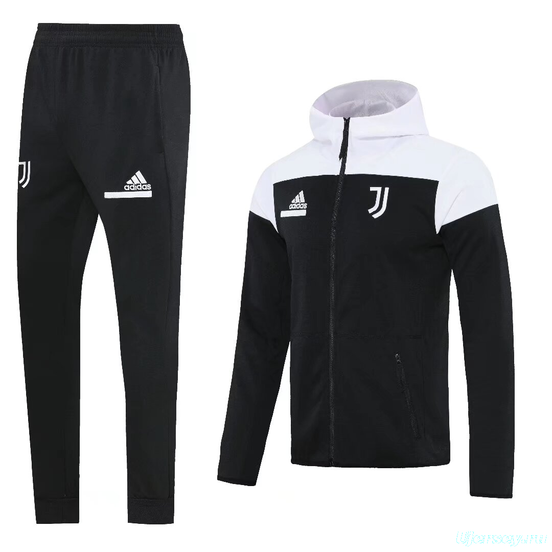 25/26 Juventus Hoodie White/Black Full Zipper Jacket +Long Pants