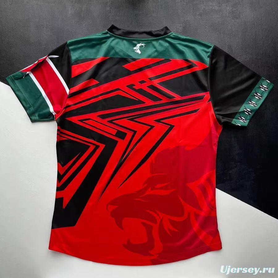 2026 Kenya Red with Black Geometric Stripes and Green Sleeves Jersey
