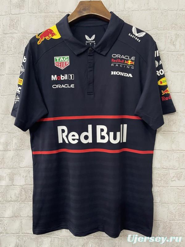 2026 F1 Oracle Red Bull Racing Navy with Red Stripes Polo Shirt