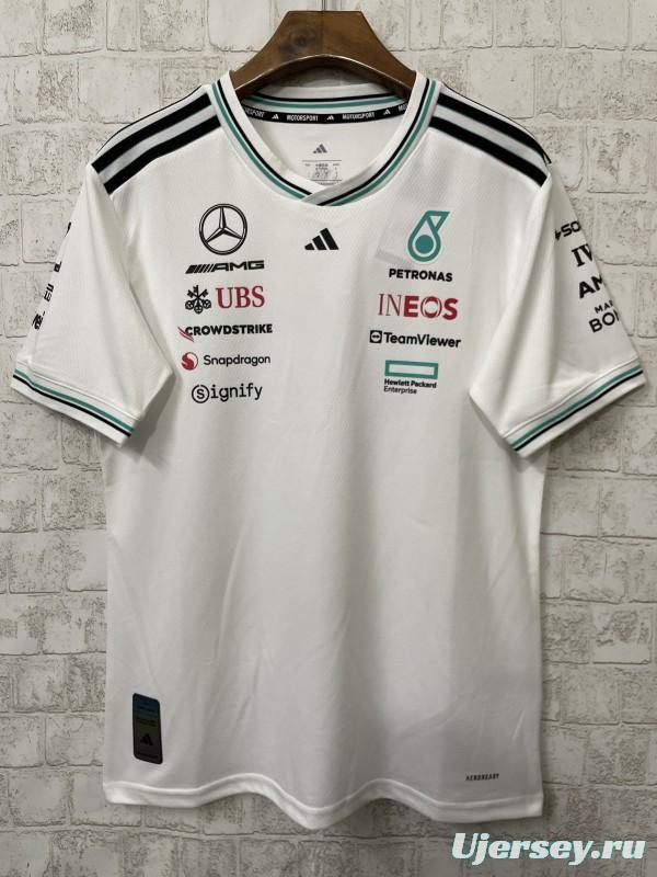 2026 F1 Mercedes-AMG Petronas F1 Team White with Teal and Black Trim Jersey