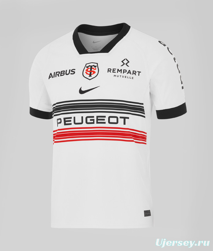 25/26 Stade Toulousain White with Black and Red Stripes Jersey