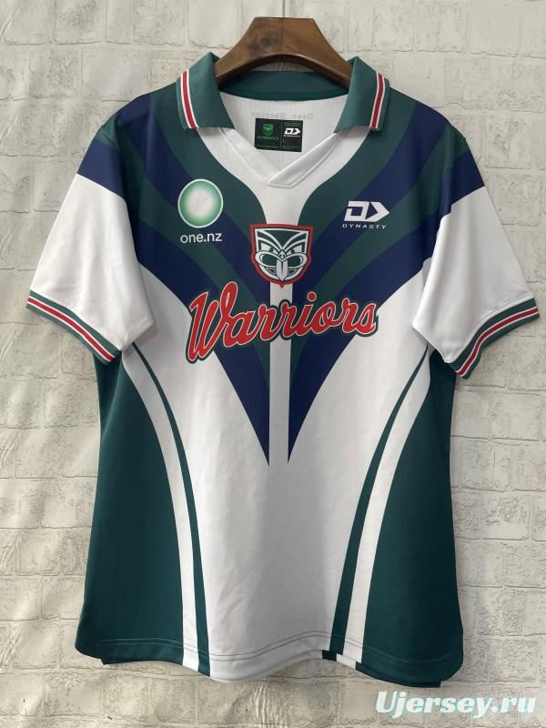 25/26 New Zealand Warriors White with Teal and Navy Chevron Jersey