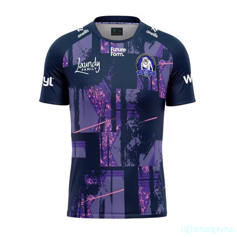25/26 Canterbury-Bankstown Bulldogs Navy with Purple and Pink Abstract Art Pattern Jersey