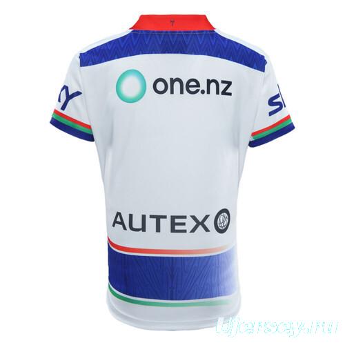 25/26 New Zealand Warriors White with Blue Panels and Circular Gradient Heritage Jersey