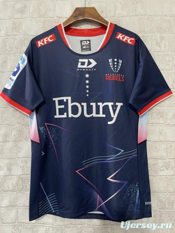 25/26 Melbourne Rebels Navy with Lightning Pattern and Pink Gradient Jersey