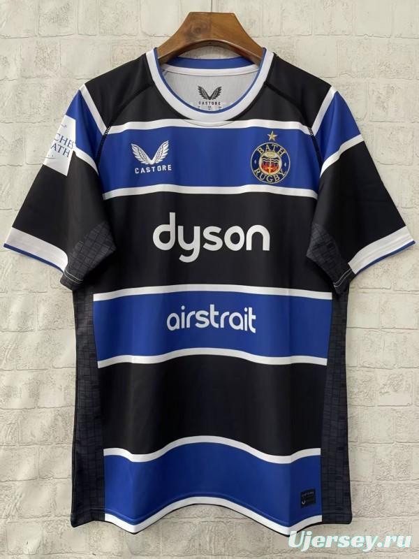25/26 Bath Rugby Blue with Black and White Hooped Jersey