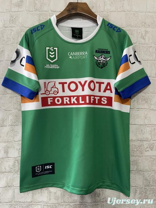 25/26 Canberra Raiders Green with White, Blue and Gold Stripes Jersey