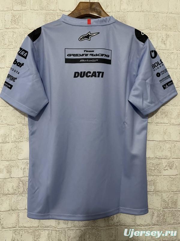 2025 F1 Gresini Racing Ducati Light Blue with Black Shoulder T-Shirt