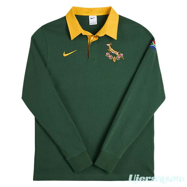 2026 South Africa Green Long Sleeve Polo Rugby Jersey