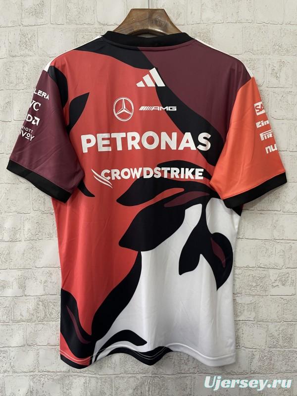25/26 F1 Mercedes-AMG Petronas Burgundy with Black Floral Pattern Special Edition Jersey