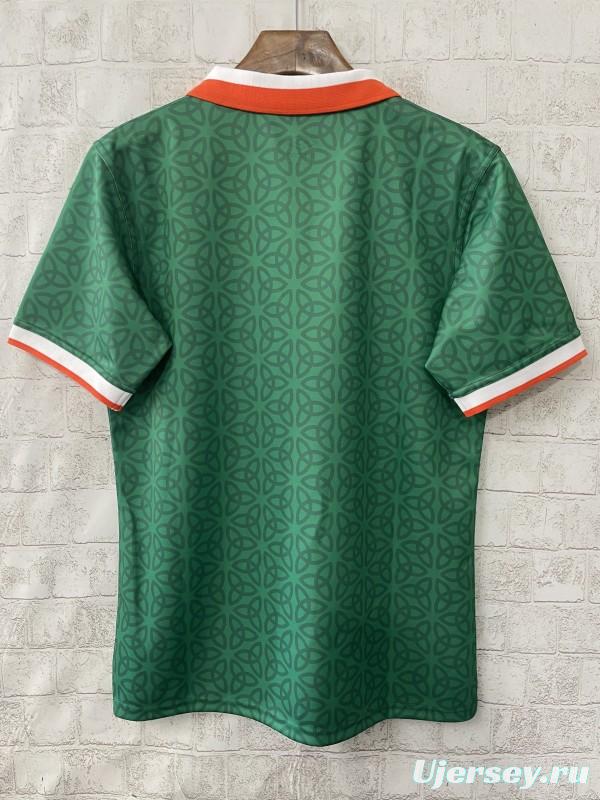 2025 Ireland Green with Celtic Knot Pattern and Orange Trim Jersey