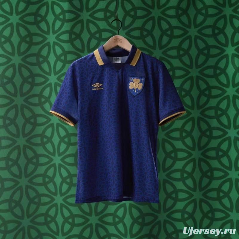 2025 Ireland Blue with Gold Trim and Geometric Pattern Jersey