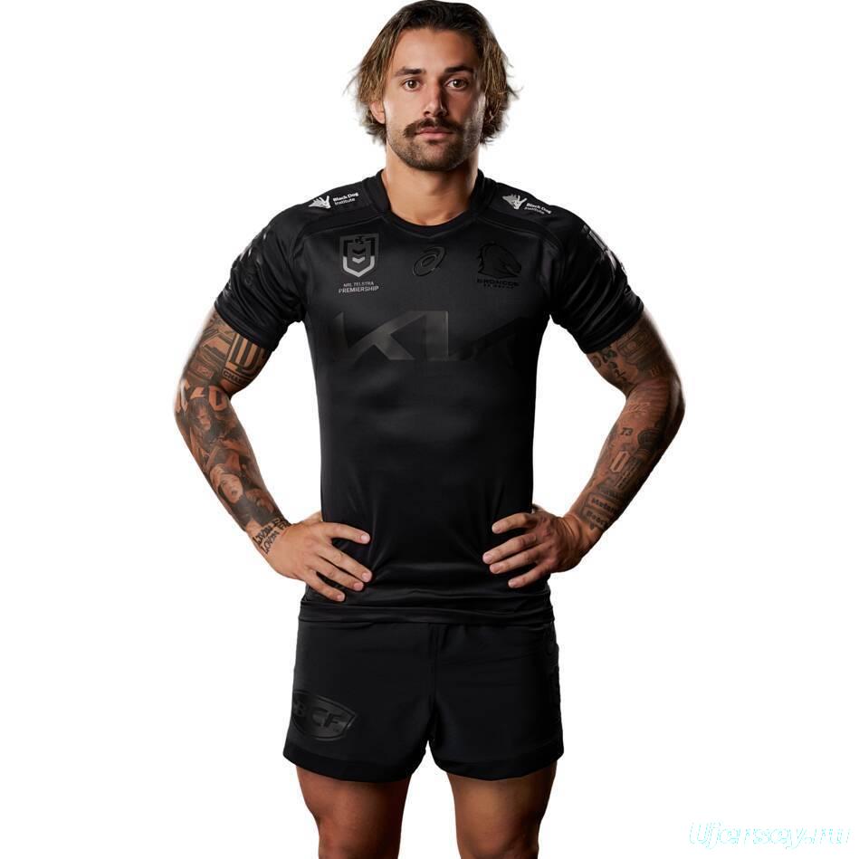 25/26 Brisbane Broncos All Black with Tonal Design Jersey