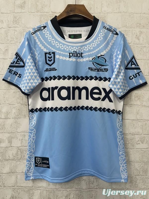 25/26 Cronulla-Sutherland Sharks Sky Blue with Indigenous Heritage Jersey