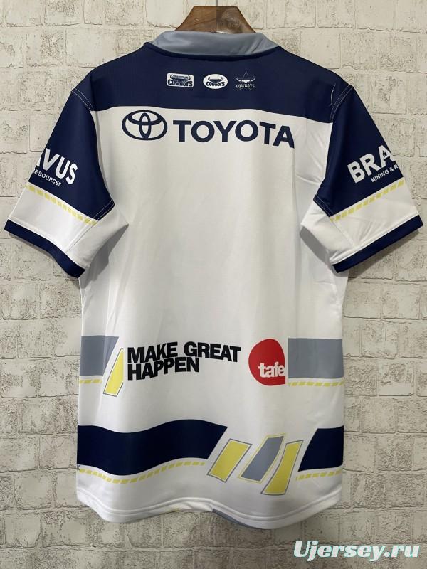 2025 North Queensland Cowboys White Navy Grey 30 Years Anniversary Away Jersey