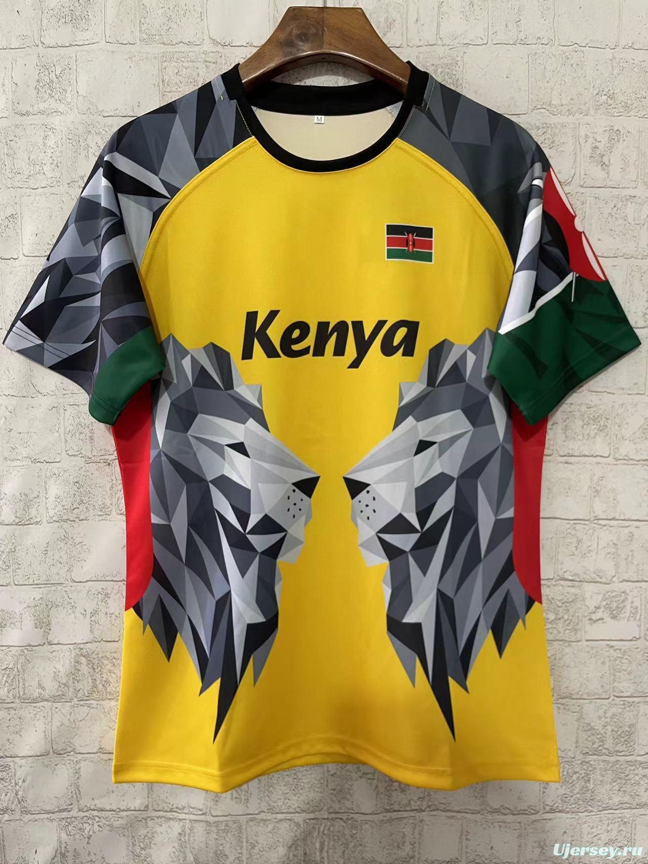 2026 Kenya Yellow Geometric Lion Jersey