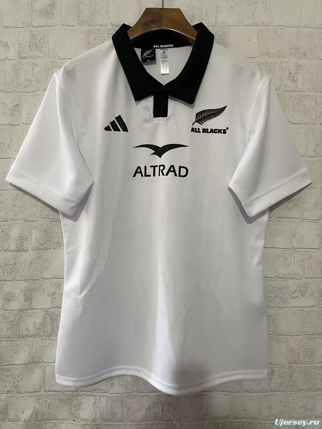 2026 New Zealand All Blacks White with Black Collar Jersey
